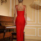 Elegant Red Bodycon Dress with Sophisticated Draping