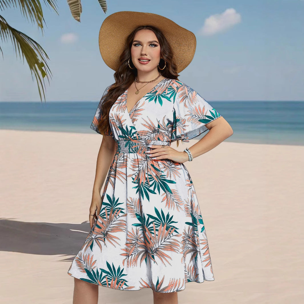 Elegant Floral Print Dress with Tie Detail