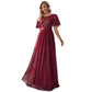 Romantic Burgundy Evening Gown with Elegant Waist Detail