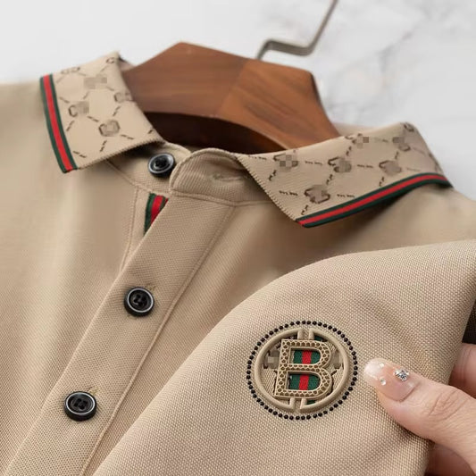 Vintage Patchwork Embroidered Polo Shirt - Men's Business Casual