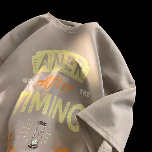 Y2K Oversized Graphic Flame Tee - Double Layer Streetwear T-Shirt