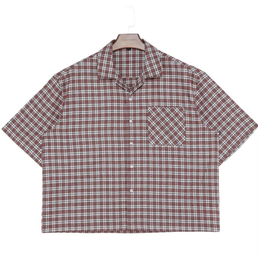 Men's Casual Plaid Flannel Shirt - 100% Cotton Short Sleeve