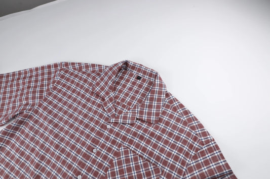 Men's Casual Plaid Flannel Shirt - 100% Cotton Short Sleeve