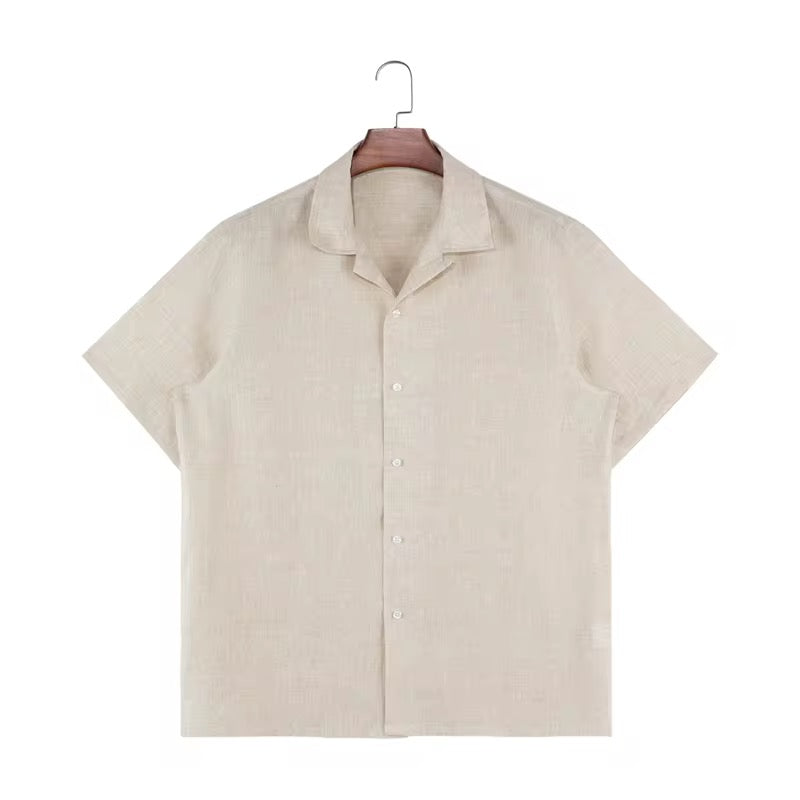 Men's Striped Cotton Casual Shirt - Heavyweight Short Sleeve