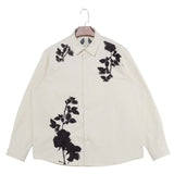 Men's Embroidered Cotton Casual Shirt - Floral Print