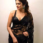 Elegant Bollywood-Inspired Black Georgette Saree - Embossed Designer Saree