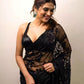 Elegant Bollywood-Inspired Black Georgette Saree - Embossed Designer Saree