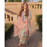 Embroidered Faux Georgette Ball Gown Set - Ready to Wear