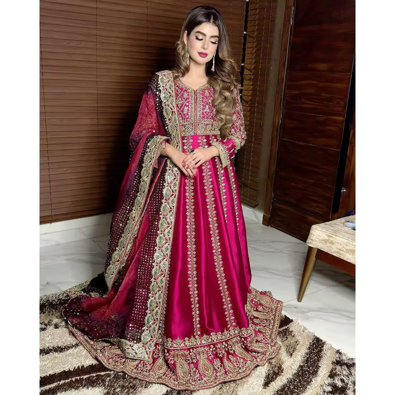 Heavy Sequins Embroidery Anarkali Gown - Chinon Silk Ethnic Outfit