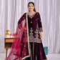 Embossed Velvet Sharara Suit Set