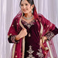 Embossed Velvet Sharara Suit Set