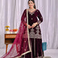 Embossed Velvet Sharara Suit Set