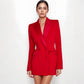 Sophisticated Red Blazer Dress with Statement Sleeves