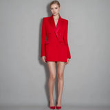 Sophisticated Red Blazer Dress with Statement Sleeves