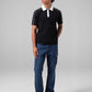 Premium Sporty Polo Shirt with Contrast Collar - Black