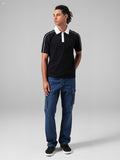 Premium Sporty Polo Shirt with Contrast Collar - Black