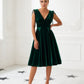 Luxurious Emerald Green Velvet Dress with Tie Shoulders