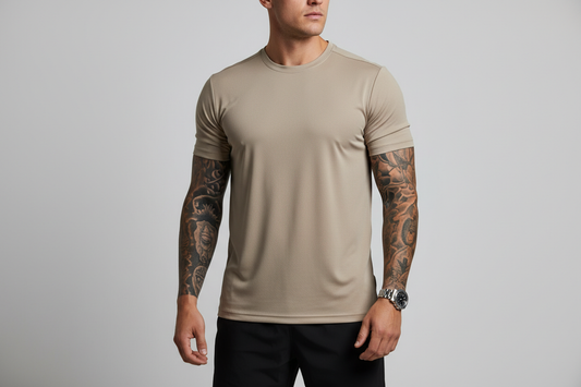 Beige athletic t-shirt without logo