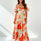Romantic Floral Maxi Dress with V-Neck and Empire Waist