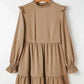 Chic Beige Frill Collar Tiered Dress