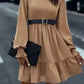 Chic Beige Frill Collar Tiered Dress
