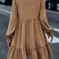 Chic Beige Frill Collar Tiered Dress