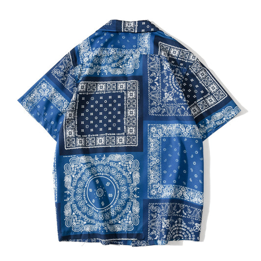 Fashion Korean Shirts Men Women Vintage Hawaiian Trend Casual Streetwear Hip Hop Shirt Orange Short Sleeve Tops Clothes