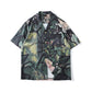 Fashion Painting Print Hawaiian Shirts Male Streetwear Hip Hop Casual Beach Camisas Shirt Summer Men Green Tops